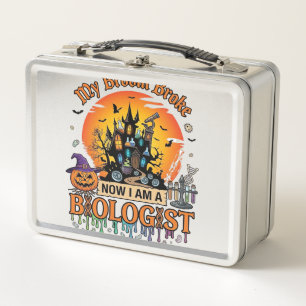 Broom Broke Biologist Halloween Haunted Castle Pum Metal Lunch Box