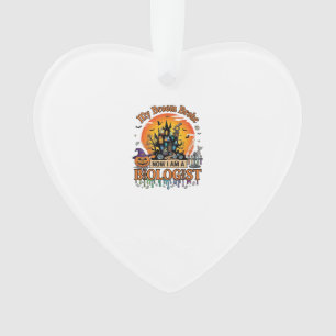 Broom Broke Biologist Halloween Haunted Castle Pum Ornament