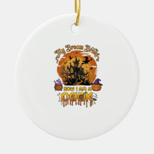 Broom Broke Cook Halloween Haunted House Cauldron Ceramic Tree Decoration