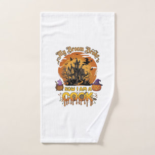 Broom Broke Cook Halloween Haunted House Cauldron Hand Towel