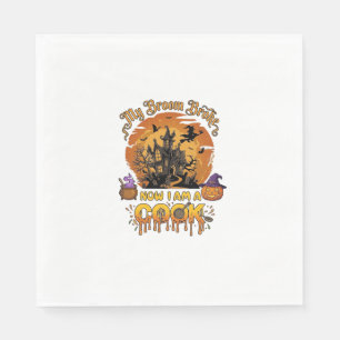 Broom Broke Cook Halloween Haunted House Cauldron  Napkin