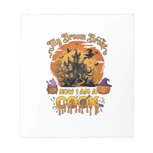 Broom Broke Cook Halloween Haunted House Cauldron Notepad