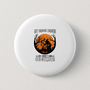 Broom Broke Cooking Witch Cauldron Full Moon 6 Cm Round Badge