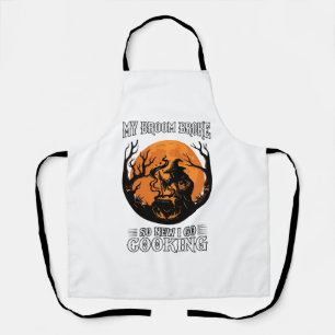 Broom Broke Cooking Witch Cauldron Full Moon Apron