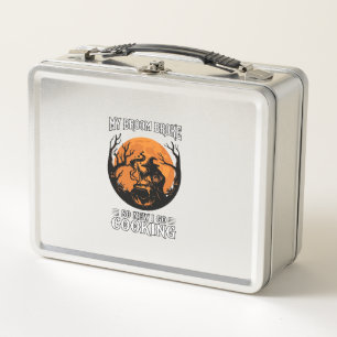 Broom Broke Cooking Witch Cauldron Full Moon Metal Lunch Box