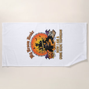 Broom Broke Crime Scene Technician Halloween Witch Beach Towel