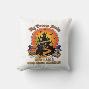 Broom Broke Crime Scene Technician Halloween Witch Cushion