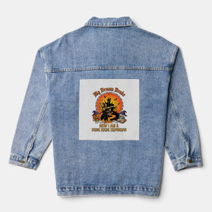 Broom Broke Crime Scene Technician Halloween Witch Denim Jacket