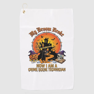 Broom Broke Crime Scene Technician Halloween Witch Golf Towel