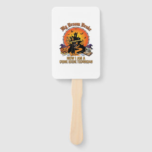 Broom Broke Crime Scene Technician Halloween Witch Hand Fan