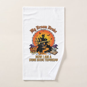 Broom Broke Crime Scene Technician Halloween Witch Hand Towel