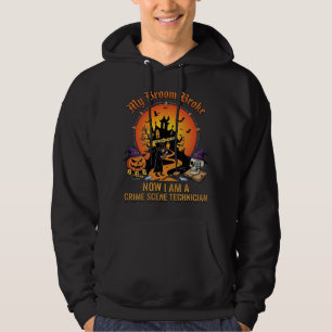 Broom Broke Crime Scene Technician Halloween Witch Hoodie