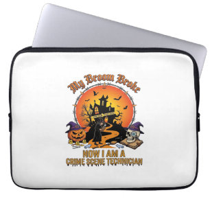 Broom Broke Crime Scene Technician Halloween Witch Laptop Sleeve