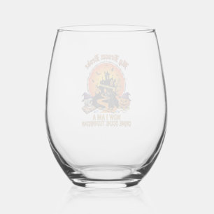 Broom Broke Crime Scene Technician Halloween Witch Stemless Wine Glass