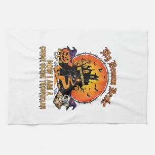 Broom Broke Crime Scene Technician Halloween Witch Tea Towel