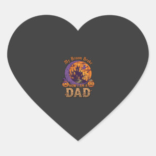 Broom Broke Dad Halloween Haunted House Moustache Heart Sticker