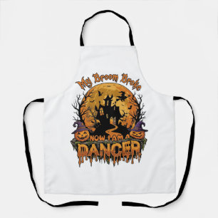 Broom Broke Dancer Halloween Haunted House Pumpkin Apron