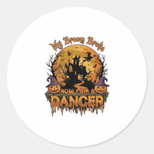 Broom Broke Dancer Halloween Haunted House Pumpkin Classic Round Sticker