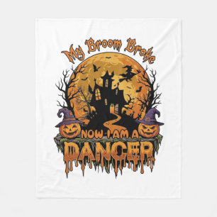 Broom Broke Dancer Halloween Haunted House Pumpkin Fleece Blanket