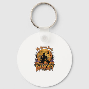 Broom Broke Dancer Halloween Haunted House Pumpkin Key Ring