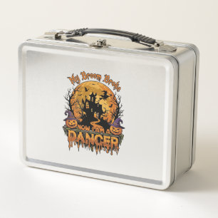 Broom Broke Dancer Halloween Haunted House Pumpkin Metal Lunch Box