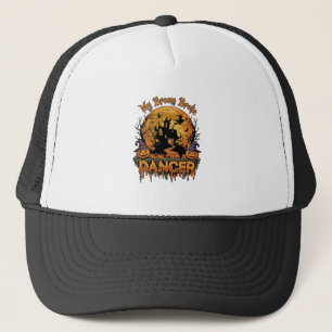 Broom Broke Dancer Halloween Haunted House Pumpkin Trucker Hat