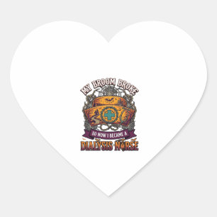 Broom Broke Dialysis Nurse Halloween Cap Stethosco Heart Sticker