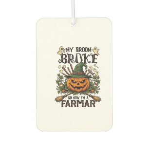 Broom Broke Farmar Halloween Pumpkin Witch Hat Gho Car Air Freshener