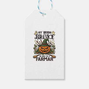 Broom Broke Farmar Halloween Pumpkin Witch Hat Gho Gift Tags
