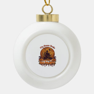 Broom Broke Farmer Halloween Witch Haunted House P Ceramic Ball Christmas Ornament