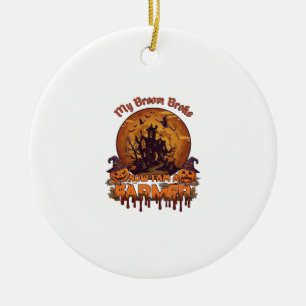 Broom Broke Farmer Halloween Witch Haunted House P Ceramic Tree Decoration