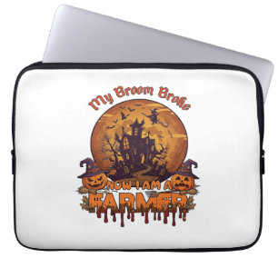 Broom Broke Farmer Halloween Witch Haunted House P Laptop Sleeve