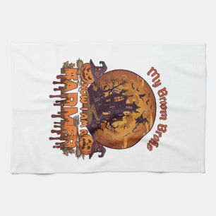 Broom Broke Farmer Halloween Witch Haunted House P Tea Towel