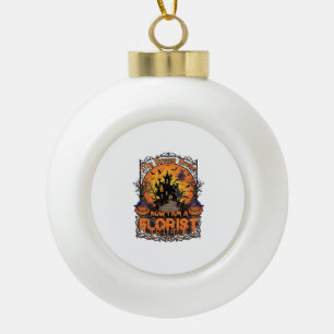 Broom Broke Florist Halloween Witch Pumpkin Haunte Ceramic Ball Christmas Ornament