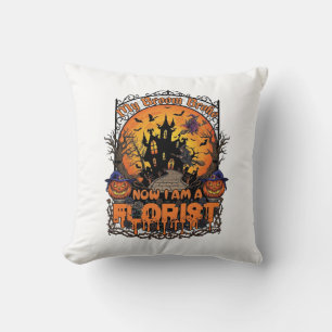 Broom Broke Florist Halloween Witch Pumpkin Haunte Cushion