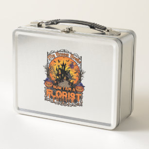 Broom Broke Florist Halloween Witch Pumpkin Haunte Metal Lunch Box