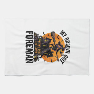 Broom Broke Foreman Witch Crew Halloween Design_1 Tea Towel