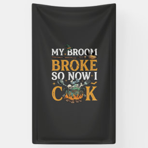 Broom Broke Halloween Cauldron Skulls Black Cat_1 Banner