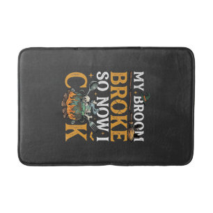 Broom Broke Halloween Cauldron Skulls Black Cat_1 Bath Mat