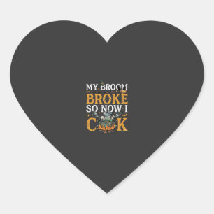 Broom Broke Halloween Cauldron Skulls Black Cat_1 Heart Sticker