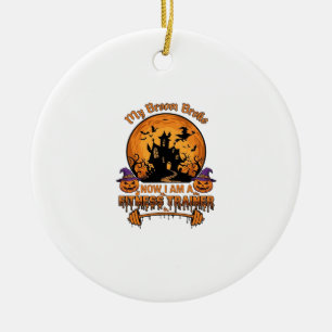 Broom Broke Halloween Fitness Trainer Witch Pumpki Ceramic Tree Decoration