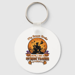 Broom Broke Halloween Fitness Trainer Witch Pumpki Key Ring