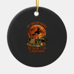 Broom Broke Halloween Witch Camping Tent Campfire Ceramic Tree Decoration