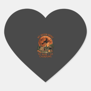Broom Broke Halloween Witch Camping Tent Campfire Heart Sticker