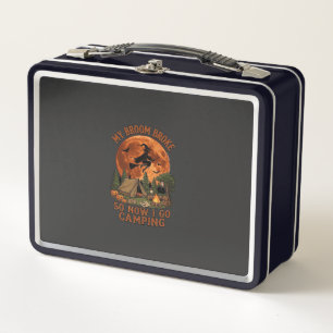 Broom Broke Halloween Witch Camping Tent Campfire Metal Lunch Box