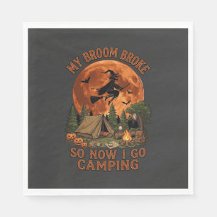Broom Broke Halloween Witch Camping Tent Campfire  Napkin