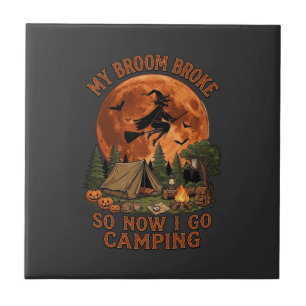 Broom Broke Halloween Witch Camping Tent Campfire Tile