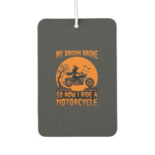 Broom Broke Halloween Witch Motorcycle Bats Pumpki Car Air Freshener