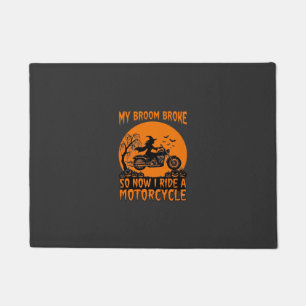 Broom Broke Halloween Witch Motorcycle Bats Pumpki Doormat