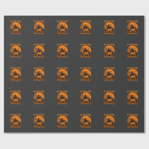 Broom Broke Halloween Witch Motorcycle Bats Pumpki Wrapping Paper
